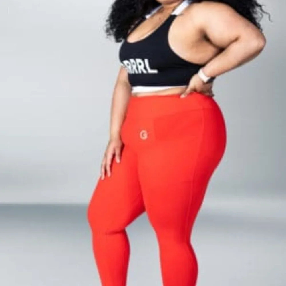 Grrrl Really Red Sheen Leggings Sz: SAM/XXL